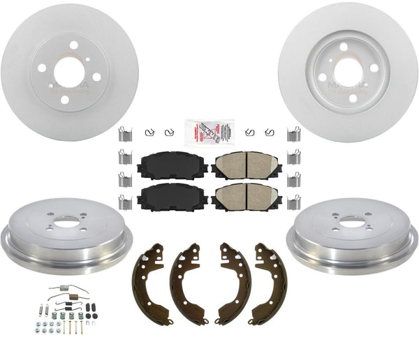 Coated Disc Brake Rotors Ceramic Pads Brakes Shoes 6pc for 12-19 Prius C Model