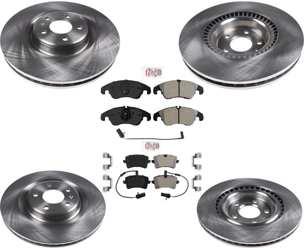 F&R Brake Rotors Metallic Pads & Sensors For 2012 13 2018 Audi A6 Quattro 356MM