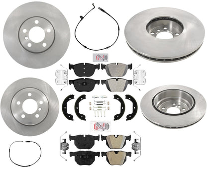 For 2007-2018 BMW X5 3.0L Eng. GEO Coated Disc Brake Rotors Pads Shoes Springs