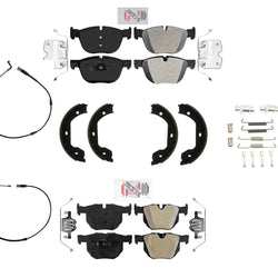 Para BMW X5 2007-2018 3.0L motor. Almohadillas semimetálicas OE, resortes para zapatos de estacionamiento, 6 piezas