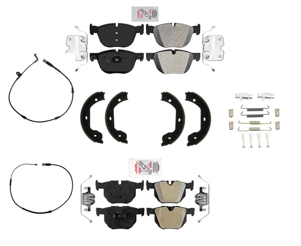 Para BMW X5 2007-2018 3.0L motor. Almohadillas semimetálicas OE, resortes para zapatos de estacionamiento, 6 piezas