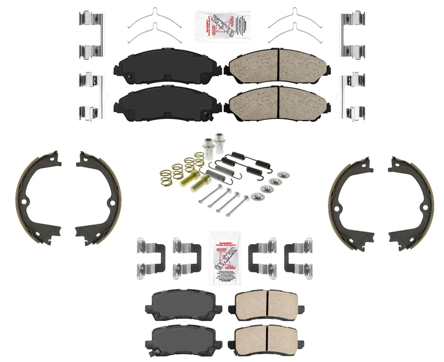 Almohadillas de cerámica AmeriBRAKES delanteras y traseras con hardware 4 piezas para Acura MDX 2017-2020