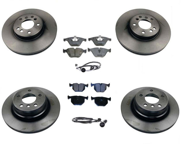 F &amp; R Rotores de disco de freno y sensor de pastillas de freno para BMW X5 V8 4.6L 4.8L 02-06