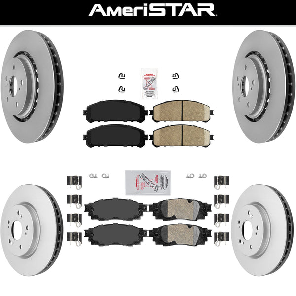 Front Rear Ceramic Pads Coated Rotors FOR 2016-2022 Lexus RX450 RX450L