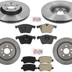 Front 316MM Coated Brake Rotors Pads for 08-16 All Wheel Drive S80 Volvo 3.0L