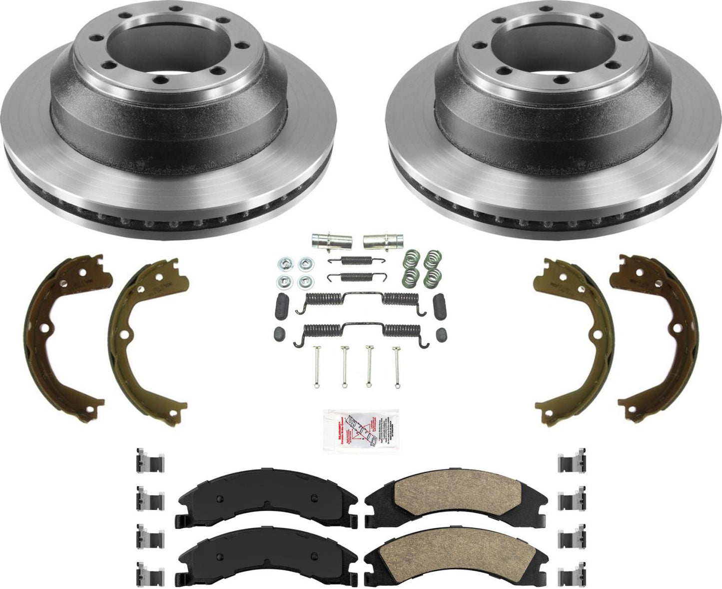 Rear Coated Brake Rotors Pads Parking for Dual Rear Wheel 08-19 E350 Super Duty - Photo 1