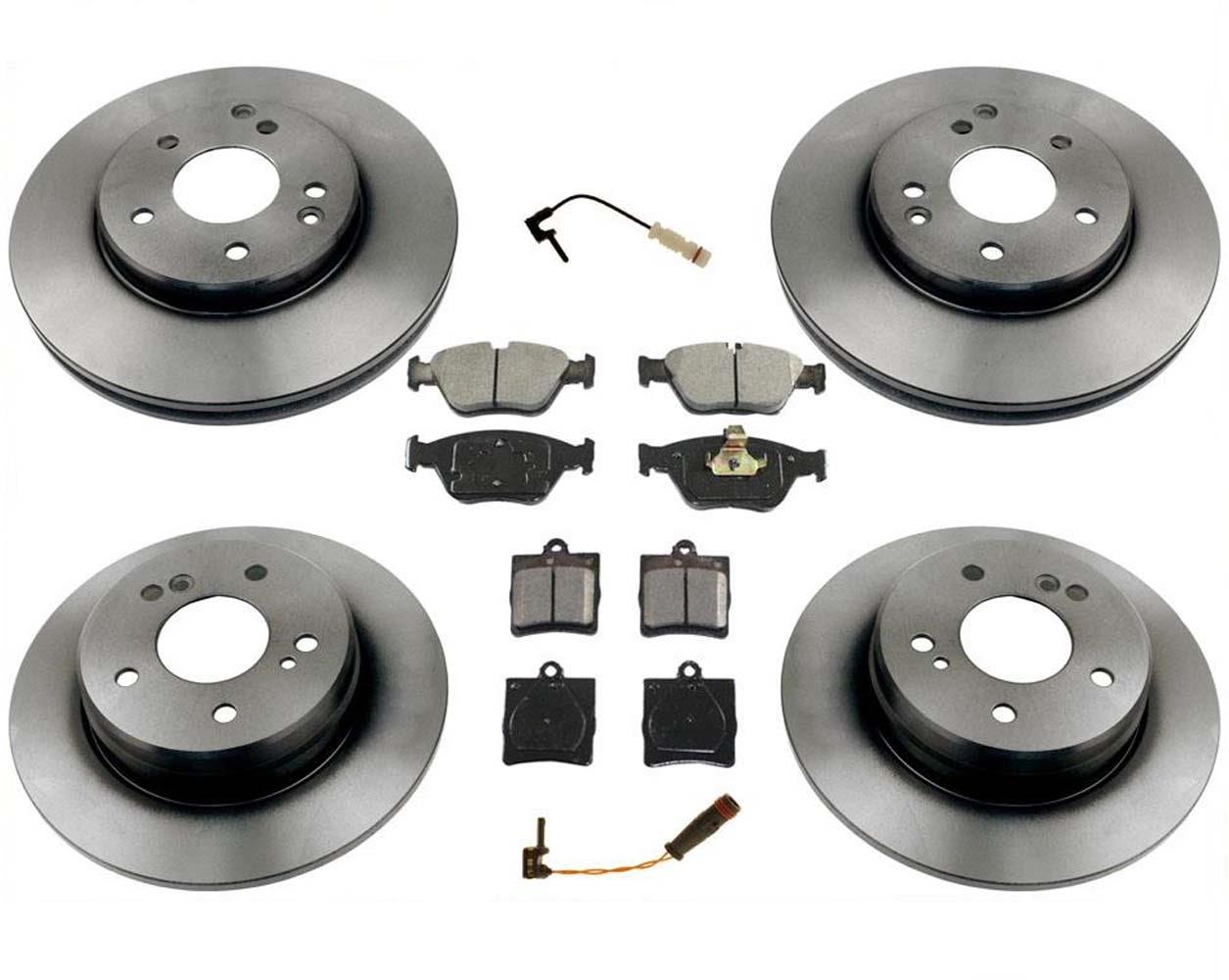 Rotores y almohadillas delanteras y traseras traseras con soporte de 1 pin para Mercedes Benz C280 1996-2000