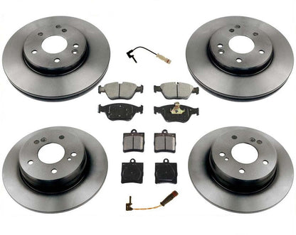 Rotores y almohadillas delanteras y traseras traseras con soporte de 1 pin para Mercedes Benz C280 1996-2000