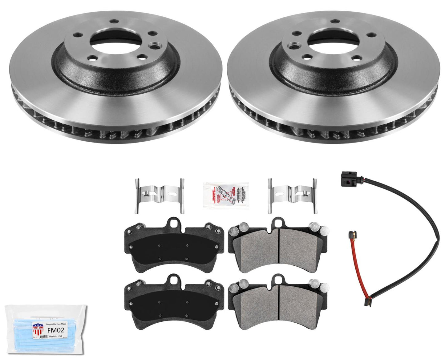 Front High Carbon Brake Rotors Pads hardware for 07-15 Audi Q7 with 350MM Rotors