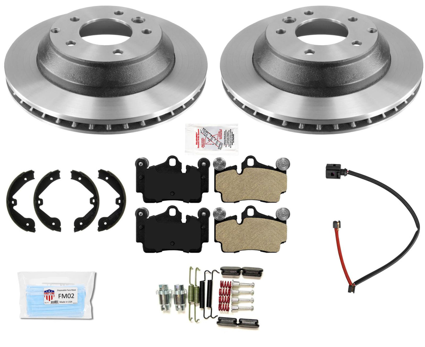 REAR High Carbon Brake Rotors Pads hardware for 07-15 Audi Q7 with 330MM Rotors - Photo 1