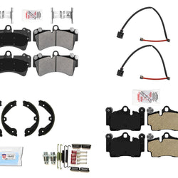 F&R AmeriBrake Pads hardware Parking Shoes for 07-15 Audi Q7 with 350MM Rotors