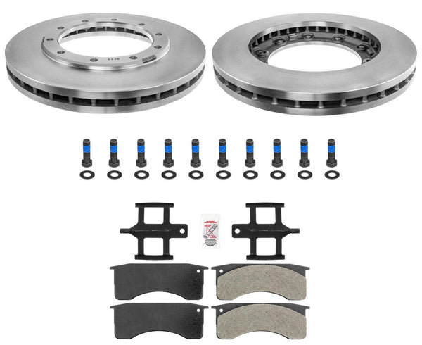 AmeriBrake Front High Carbon Brake Rotors Pads hardware for 2015-2019 Ford F750