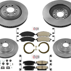 Kit de resorte para zapatos de estacionamiento, pastillas de freno, rotores delanteros y traseros, para Cadillac SRX 04-09