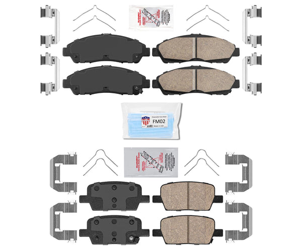 Front & Rear AmeriBrake Ceramic Brake Pads W/ Hardware For 2018-20 Buick Enclave