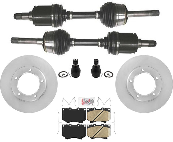 Complete CV Drive Axles Disc Brake Rotors Pads BJ Toyota Land Cruiser 1998-2007