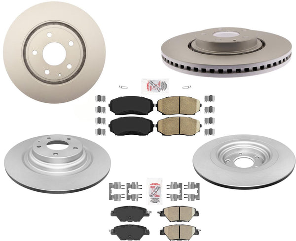 Rotores de freno de disco recubiertos AmeriBrake y pastillas de cerámica, todo para Mazda CX-9 2016-2022
