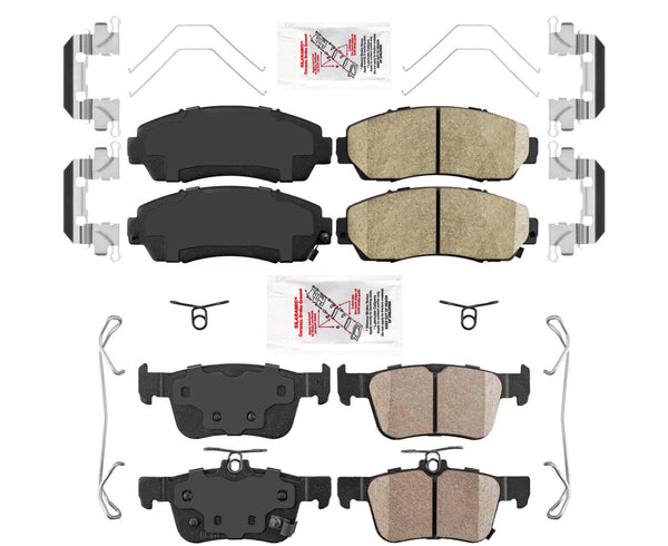 AmeriBRAKES Pastillas de freno de cerámica delanteras y traseras para Acura RDX 2019-2021