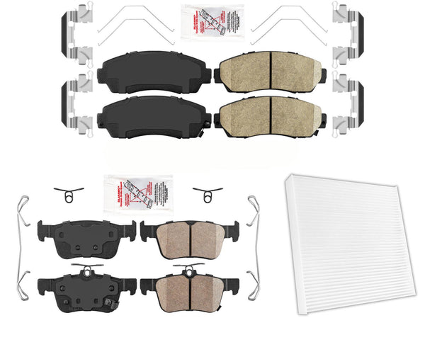 AmeriPRO Pastillas de freno de cerámica delanteras y traseras y hardware para Acura RDX 2019-2021