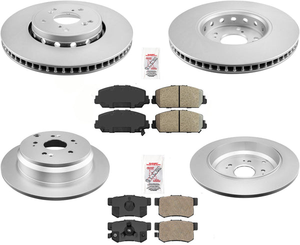 Front & Rear Brake Rotors Ceramic Pads Hardware For Acura RDX 2013-2018