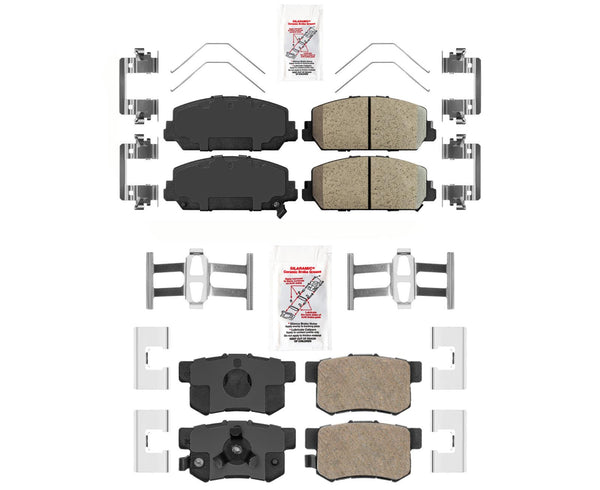AmeriBRAKES Hardware de almohadillas de cerámica delanteras y traseras para Acura RDX 2013-2018