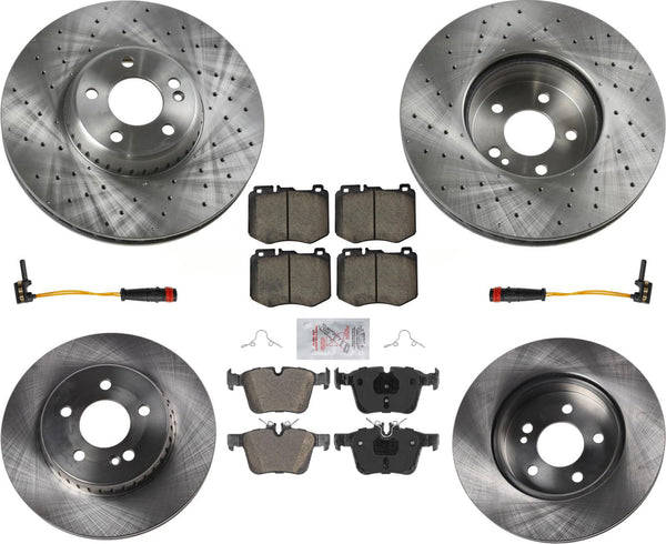 Pastillas de rotores de disco de freno delantero y trasero para Mercedes C300 2015-2021 342MM AMG