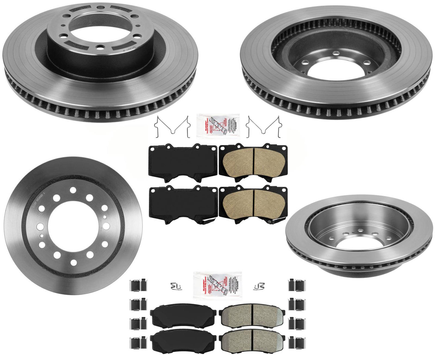 AmeriBRAKES Rotores y pastillas de freno delanteros y traseros para Toyota 4Runner 10-2021 4.0L V6