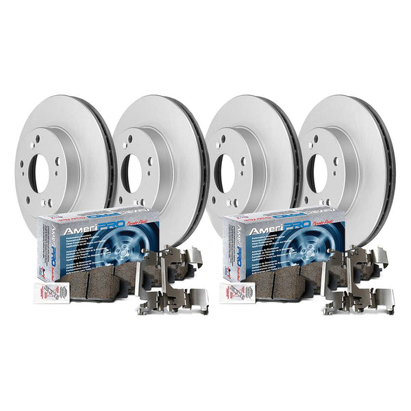 Front & Rear Ceramic Brake Pad & Coated Rotors FOR 7-14 AVALANCHE SUBURBAN TAHOE