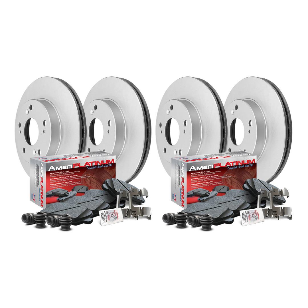 Front + Rear Brake Pads & Coated Rotors FOR 11-20 SIENNA HIGHLANDER RX350 & 450H