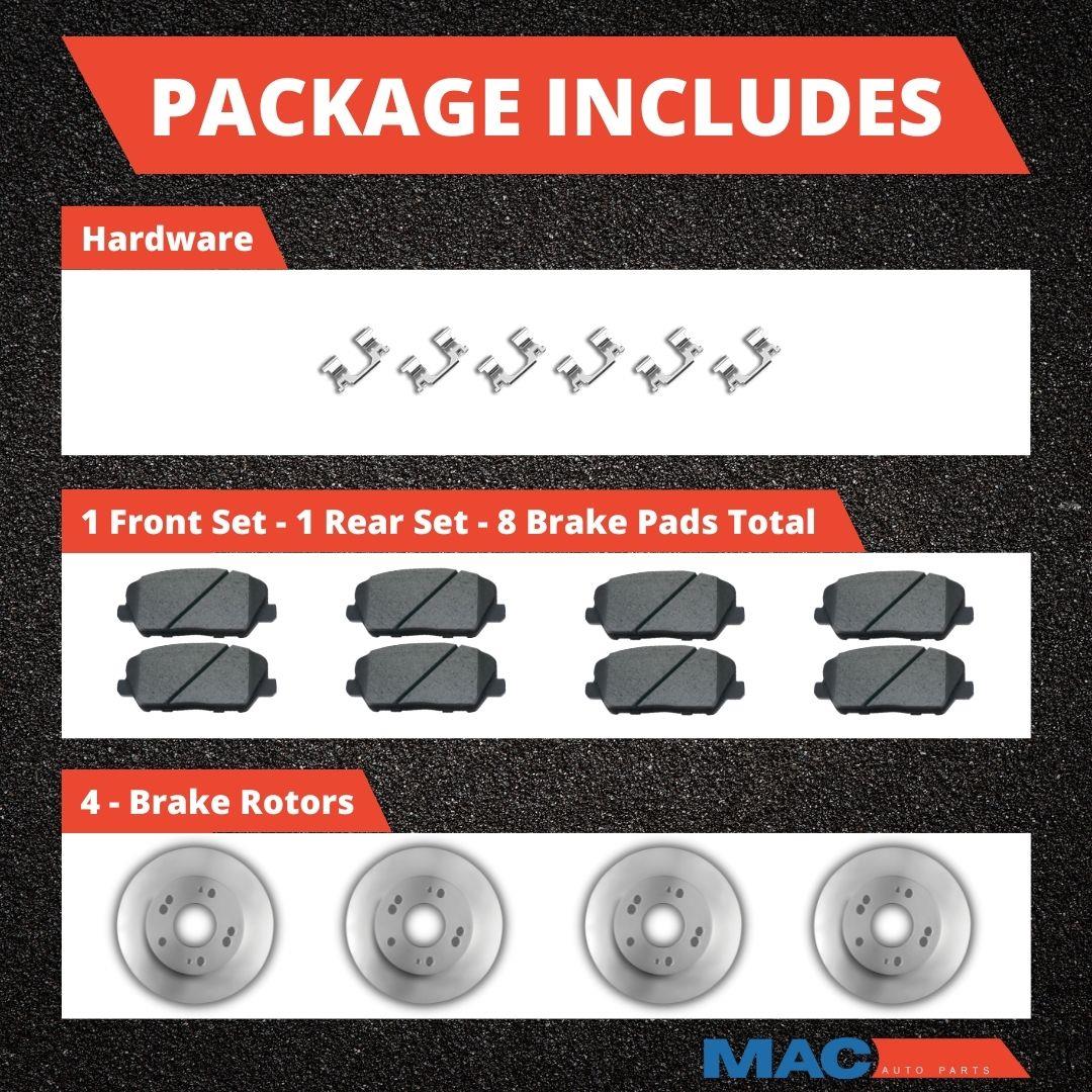 Front & Rear Ceramic Brake Pads & Coated Rotors For 2008-2013 Toyota Highlander
