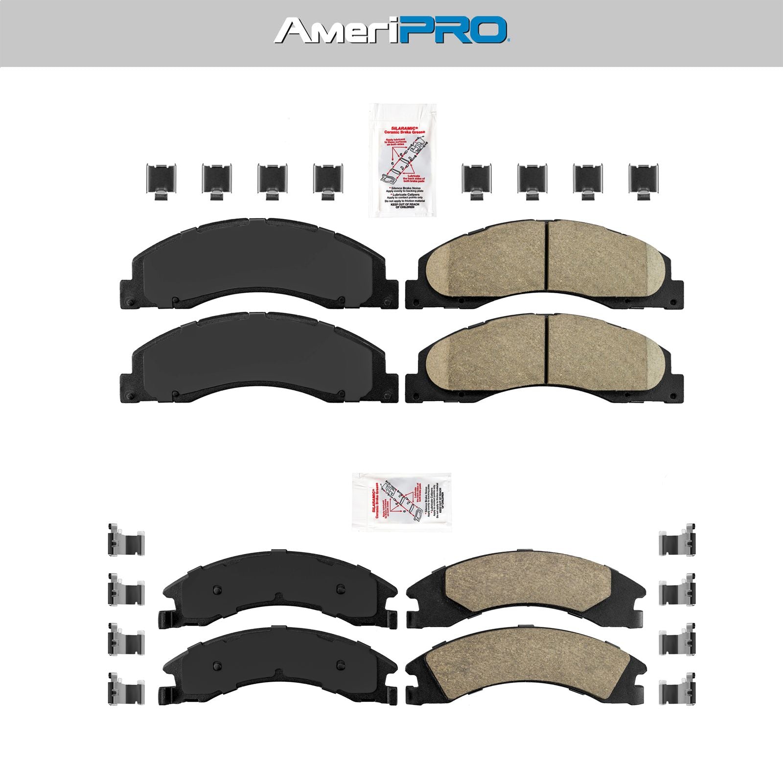 Front + Rear Pads Ceramic For Ford E150 250 350 2008-2013-2014-2021 SUPER DUTY