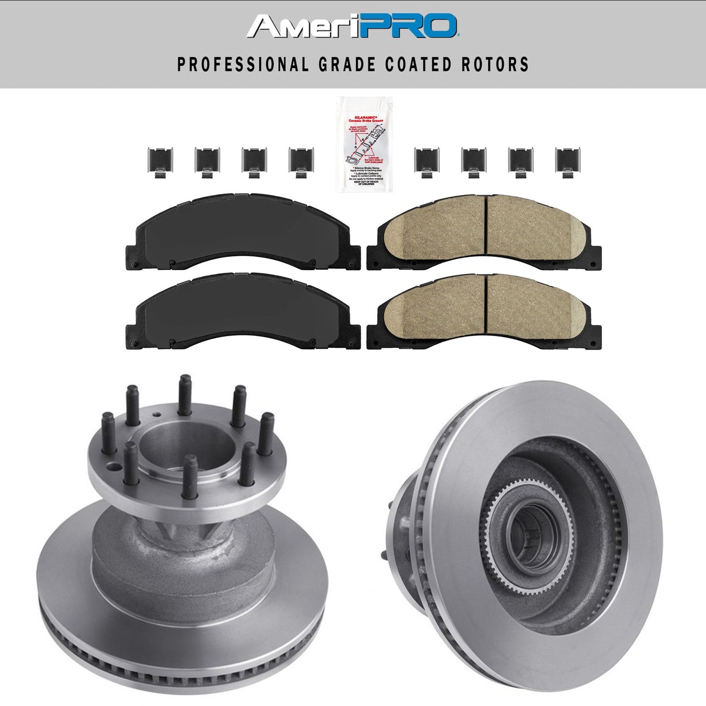 Almohadillas cerámicas delanteras y rotores recubiertos PARA FORD E350 E450 2008-2019 DRW SUPER DUTY