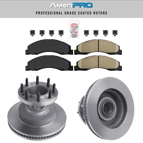 Front Ceramic Pads & Coated Rotors FOR FORD E350 E450 2008-2019 DRW SUPER DUTY