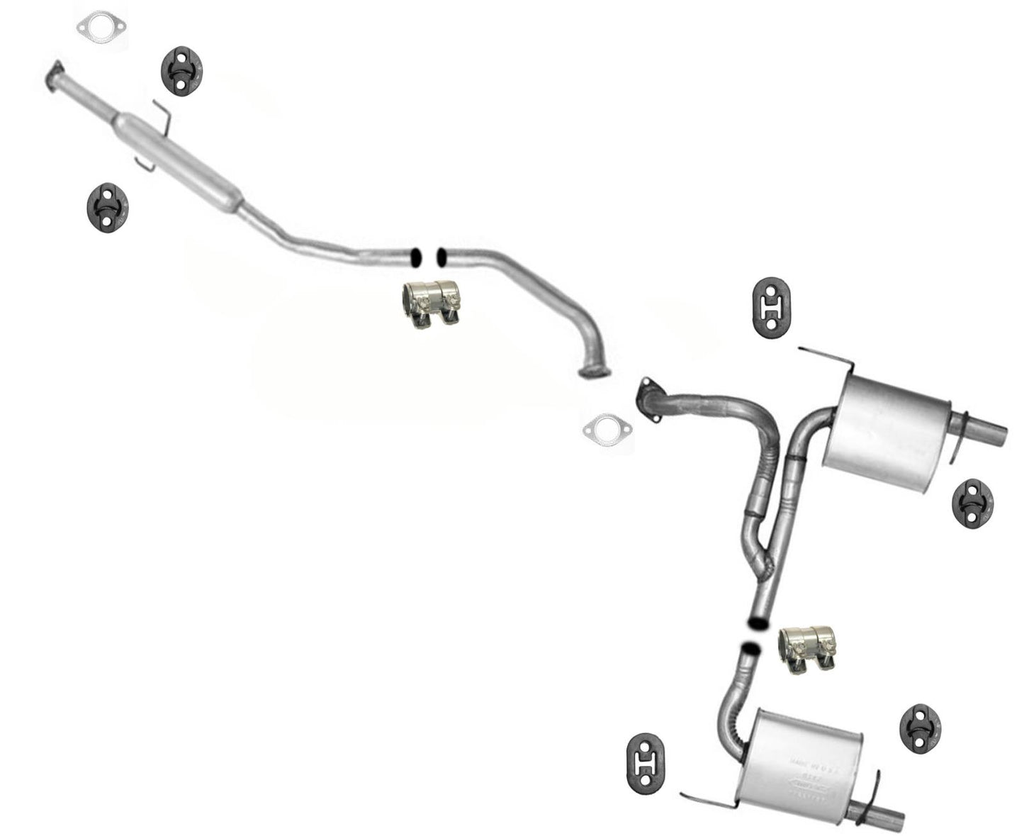 Extension Pipe Mufflers Dual Exhaust System For 2003-2008 Hyundai Tiburon 2.0L