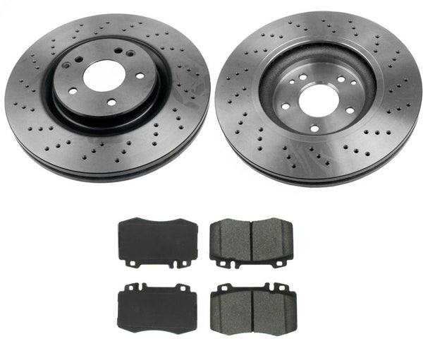 03-04 Mercedes C230 Sport Package 330MM 4 Piston Caliiper Frt Brake Rotors Pads