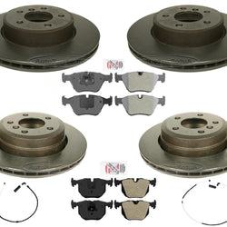Front & Rear Brake Pads & Front & Rear Carbon Coated Rotors For BMW X3 2004-2010