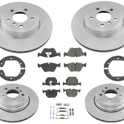 For 2004 2009 2010 BMW X3 Front & Rear Brake Rotors & Brake Pads & Parking Shoes