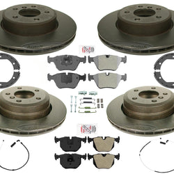 Front & Rear Brake Pads & Carbon Coated Rotors Brake Shoes For BMW X3 2004-2010