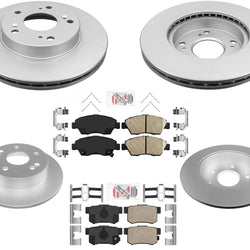 Front & Rear Coated Rotors & AmeriPRO Ceramic Brake Pads For 2004-2005 Civic SI