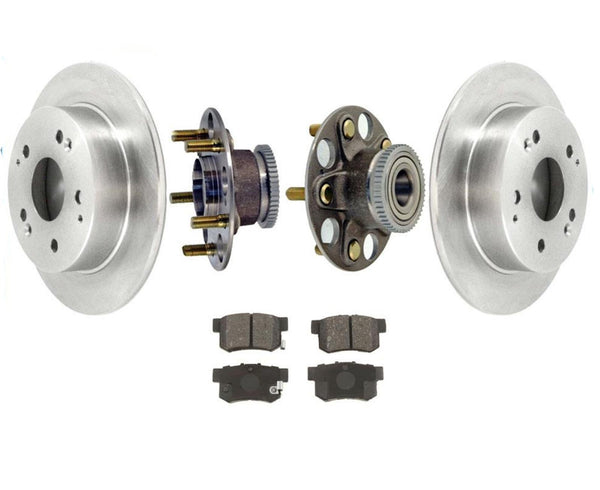 Rear Rotors Wheel Hub Bearings & Brake Pads for Honda Accord 3.0L 1998-2002