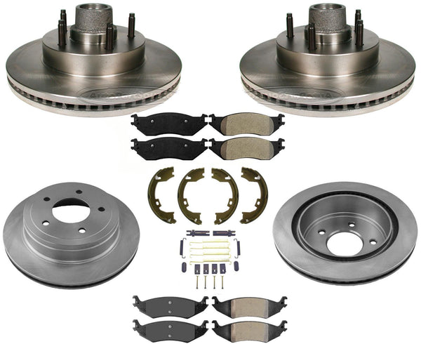 Kit de frenos rotores de freno de disco delantero y trasero pastillas de freno para Ford 04-06 Ford E150 8 piezas