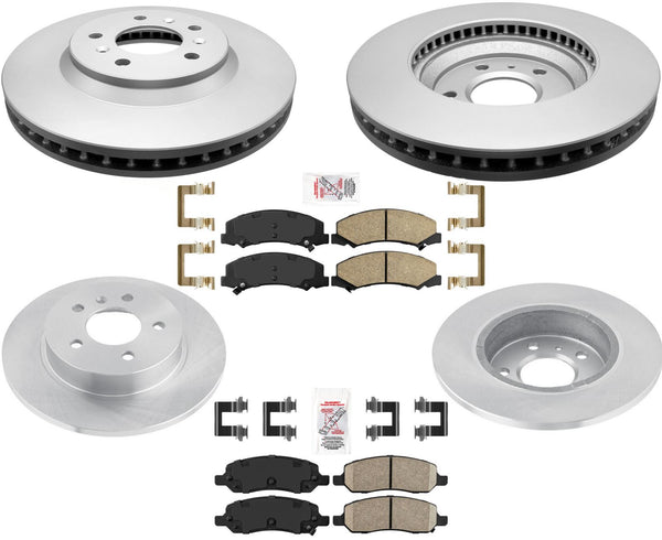 Coated Disc Brake Rotors Ceramic Pads Hardware For 06-11 Buick Lucerne 3.8L 3.9L