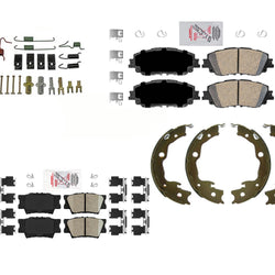 Front & Rear Ceramic Brake Pads Parking Shoes Springs For 2018-2022 Toyota Camry