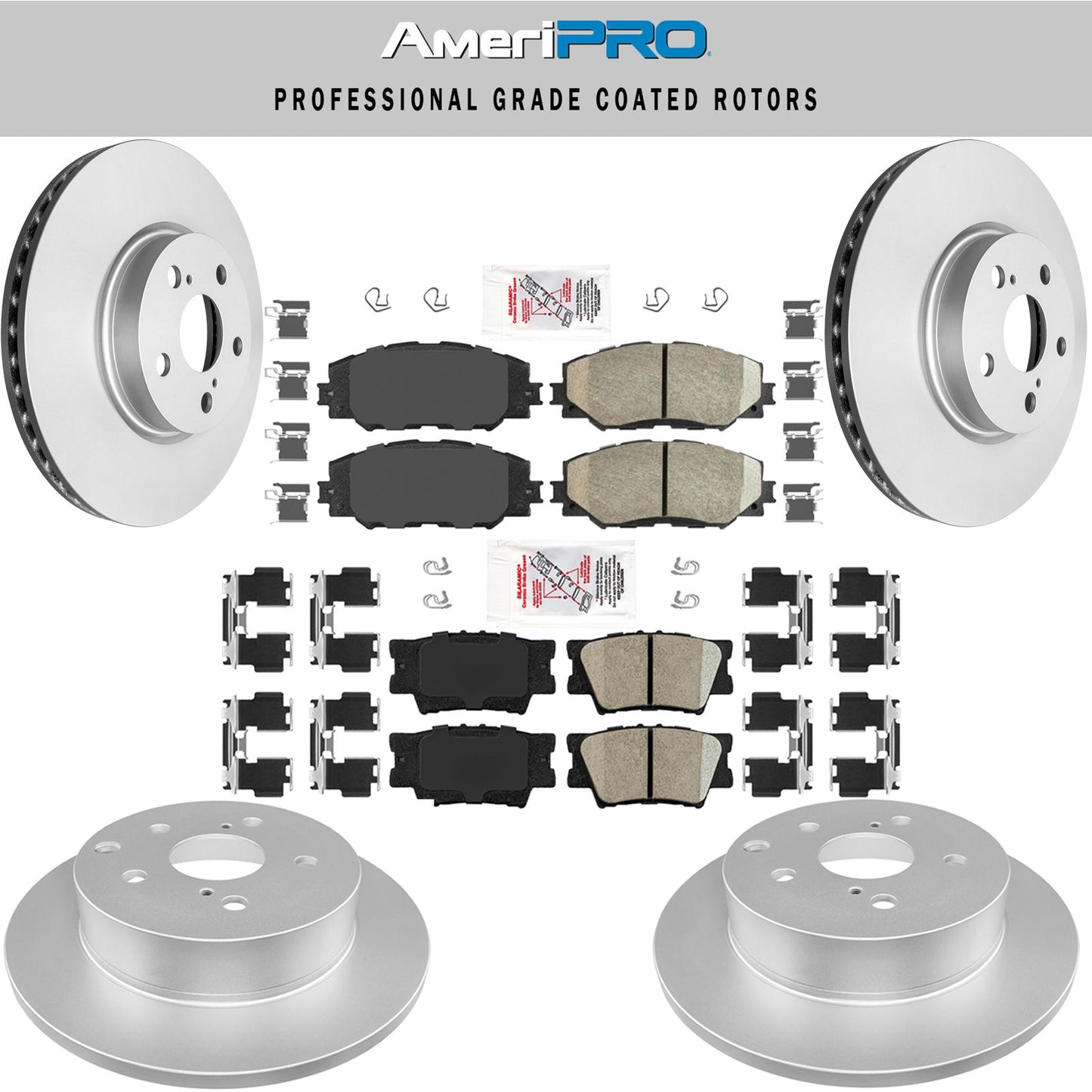 2013-18 Toyota Rav 4 Pastillas de freno de cerámica delanteras y traseras y rotores recubiertos para LE 275 mm