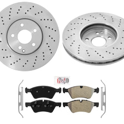 03 06 S430 S500 4Matic (2) FRONT Brake Rotors & Metallic Pads 40433212 86820