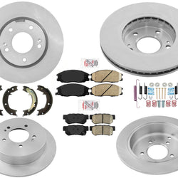 For 01-06 Front Wheel Drive Santa Fe Front & Rear Rotors & Pads Shoes & Hardware