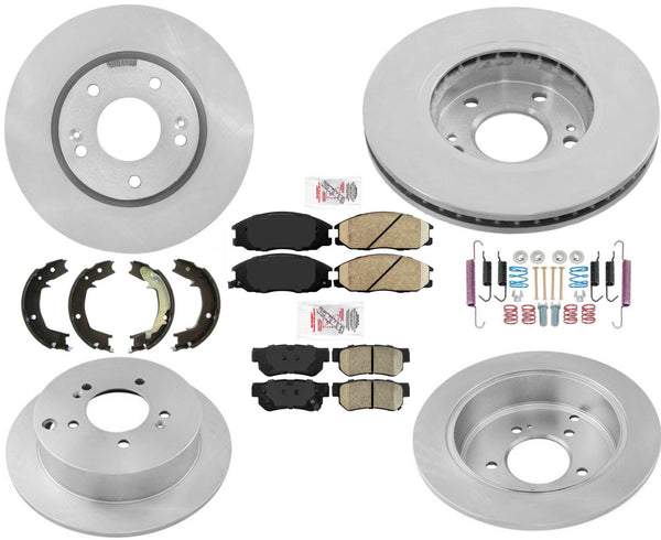 For 01-06 Front Wheel Drive Santa Fe Front & Rear Rotors & Pads Shoes & Hardware