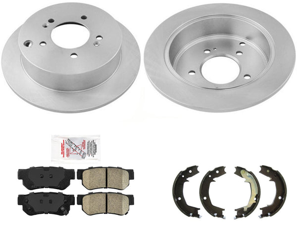 Para rotores y pastillas de freno trasero Santa Fe 2001-2006 y zapatas de freno de estacionamiento.