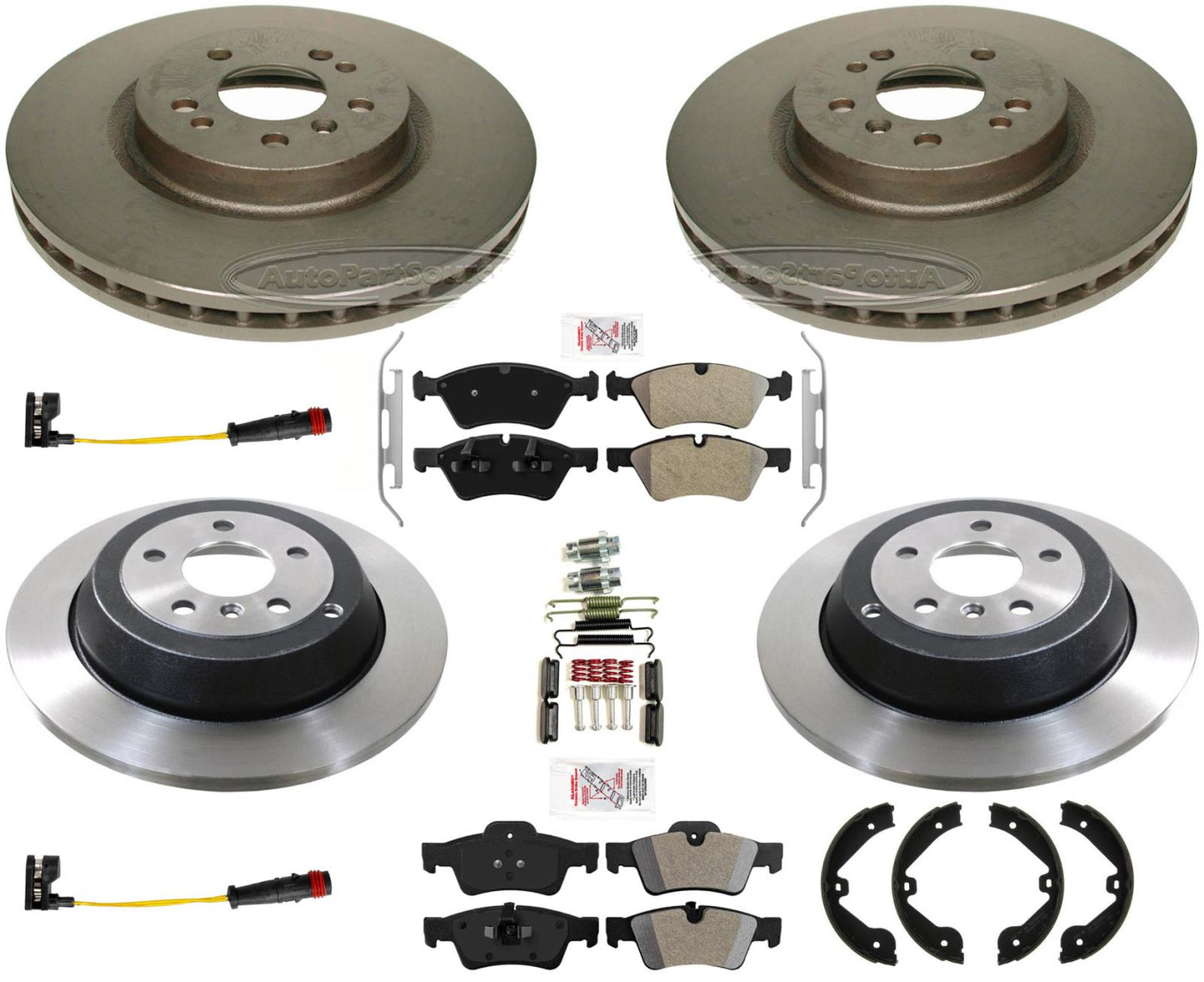 Front & Rear Brake Pad Carbon Rotors Rear Solid Fits Mercedes R350 2006-2012 - Photo 1