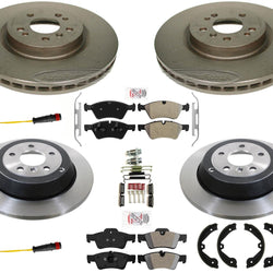 Front & Rear Brake Pad Carbon Rotors Rear Solid Fits Mercedes R350 2006-2012
