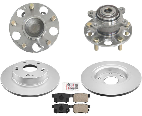 Rear Wheel Bearing & Hub Assembly Brake Rotors & Pads Fits 06-11 Civic EX & SI